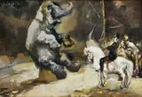 Vincent Hložník, Cirkus, 1946, tempera, gvaš na kartóne