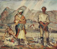 Martin Benka, Slovenská rodina, 1938 - 40, olej na plátne, adjustované v pôvodnom ráme, vyhotovenom podľa návrhu známeho českého architekta Josefa Gočára