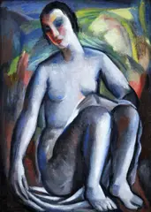 Ženský akt s bielym závojom by Armand Schönberger, okolo 1920, olej na plátne, sold Nov 2011
