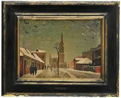 Ľudovít Fulla, Blumentál v zime, 1944, olej na dreve, autorský rám