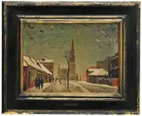 Ľudovít Fulla, Blumentál v zime, 1944, olej na dreve, autorský rám