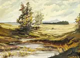 Jozef Majkut, Východoslovenská krajina II., 1957, akvarel, tempera na papieri