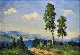 Jozef Majkut, Východoslovenská krajina I., okolo 1960, olej na preglejke