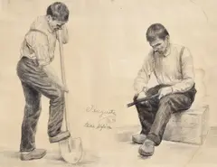 Jaroslav Augusta, Dve štúdie, 1897, ceruza na papieri