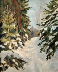 Péter Gyula Kern, Zima v lese, 1923, olej na kartóne