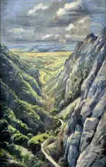 Kálmán Tichy, V horskom priesmyku, 1947, olej na plátne