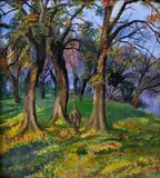 István Tallós Prohászka, Cesta lesom, 1945, olej na plátne