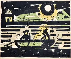 Ľoďka by Ľudovít Fulla, okolo 1960, farebný drevoryt na papieri, nečíslované, sold Oct 2011