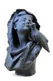 Emille Joffé, Žena s vtácikom, okolo 1900, terakota, patina