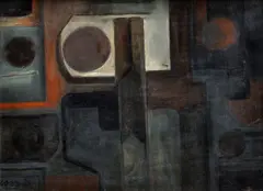 Lajos Kassák, Kompozícia, okolo 1920, olej na kartóne