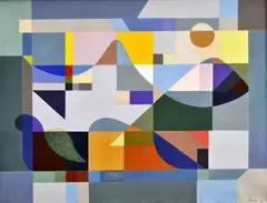 Orosz Gellért, Geometria, okolo 1950, olej na plátne