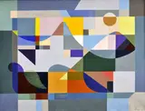 Orosz Gellért, Geometria, okolo 1950, olej na plátne