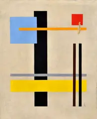 Lajos Ebneth, Konštruktivistická kompozícia, okolo 1940, olej na plátne
