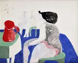 Červený džbán by Milan Paštéka, 1974, tempera na papieri, sold Oct 2011