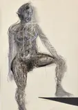 Ivan Pavle, Štúdia ženského aktu, 1980-85, kombinovaná technika, koláž na papieri