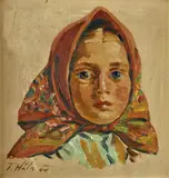 Hlava dievčatka z Važca by Jan Hála, 1944, olej na kartóne, sold Jun 2011