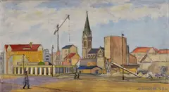 Miloš Šimurda, Krížna ulica s Blumentálom, 1954, olej na kartóne