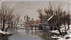 Jozef Mžik, Dunajský mlyn, okolo 1960, olej na kartóne