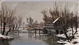 Jozef Mžik, Dunajský mlyn, okolo 1960, olej na kartóne