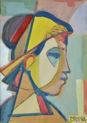 Vladimír Droppa, Hlava ženy, okolo 1935, akvarel, tempera na papieri