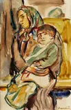Jozef Bendík, Matka s dieťaťom, okolo 1960, akvarel na papieri