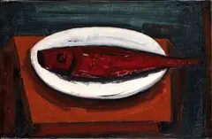 Ryba na tanieri by František Studený, okolo 1970, olej na plátne, sold Jun 2011