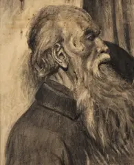 Halász-hradil Elemér, Starec z profilu, okolo 1910, ceruza, uhoľ na papieri