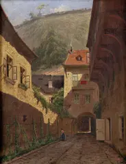 Gustáv Wintersteiner, Pod pavlačou, okolo 1920, olej na plátne