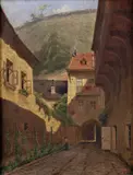 Gustáv Wintersteiner, Pod pavlačou, okolo 1920, olej na plátne
