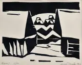 Ernest Zmeták, Zima I., 1966, drevorez na papieri