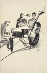 Ferdinand Hložník, Trio, 1982, ceruza, uhoľ na papieri