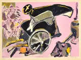 Endre Nemes, Kompozícia II., okolo 1950-55, farebná litografia na papieri