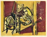 Endre Nemes, Kompozícia IV., okolo 1950-55, farebná litografia na papieri