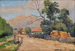 František Gyurkovits, Dedina pri Lučenci, 1932, olej na plátne