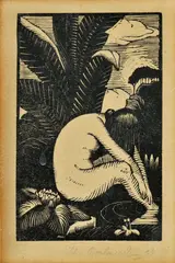 Mikuláš Galanda, Kúpajúca sa, 1924, drevorez na papieri