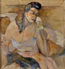 Lea Mrázová, Portrét pani Poničanovej, okolo 1940, olej na plátne