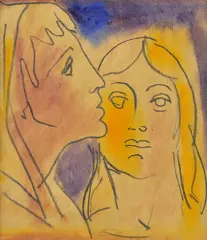 Návrh na obálku knihy J. Poničana II. by Ján Mudroch, 1957, akvarel, ceruza na papieri, sold Jun 2011
