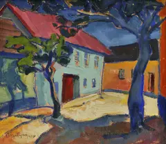 Peter Matejka, V Novom meste nad Váhom, 1936, tenpera na kartóne