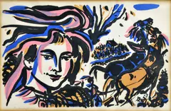 Ľubomír Kellenberger, Vinobranie, 1966, farebná litografia