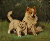 Gabriela Reiner-istvánffy, Pes a mačka, okolo 1920, olej na plátne