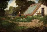 László Neogrády, V záhrade II., okolo 1930, olej na kartóne
