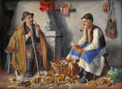 Moržovanie kukurice by Andor G. Horváth, okolo 1935, olej na plátne, sold Jun 2011