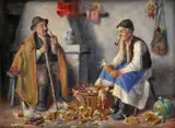 Andor G. Horváth, Moržovanie kukurice, okolo 1935, olej na plátne