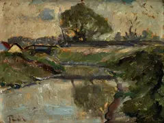 Albert Paál, Potok pri dedine, okolo 1940, olej na kartóne