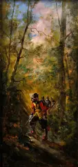 Hliadka v lese II. by Hugo Kauffmann, okolo 1880, olej na dreve, sold Jun 2011