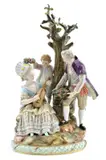 scéna pod stromom Galantná, Bez názvu, okolo 1900, ručne maľovaný porcelán