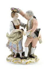 Galantný pár, Bez názvu, okolo 1900, ručne maľovaný porcelán