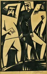 Alexander Bortnyik, Traja, okolo 1920, linoleoryt na papieri
