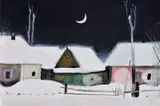 Zima pri Fačkove by Vladimír Kompánek, 1997, olej na dreve, sold Jun 2011