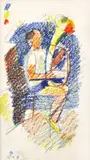 Ľudovít Hološka, Štúdia k baskrídlovkárovi, 1979, voskový pastel, ceruza na papieri